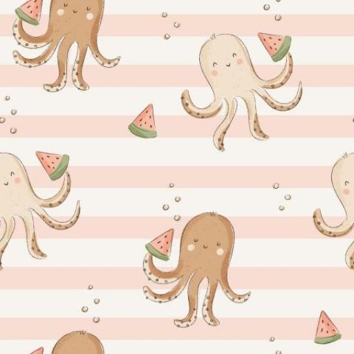 PULPOS CON SANDÍA RAYAS ROSA        ( EN 10 TEJIDOS DISTINTOS )