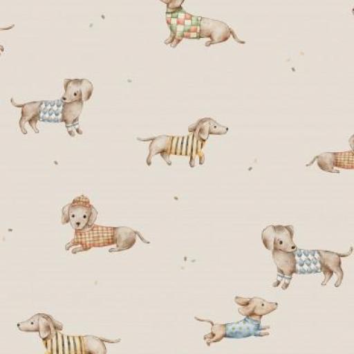 PERROS SALCHICHA PEQUEÑOS CAMISETA  FONDO BEIG    ( EN 10 TEJIDOS DISTINTOS )  [0]