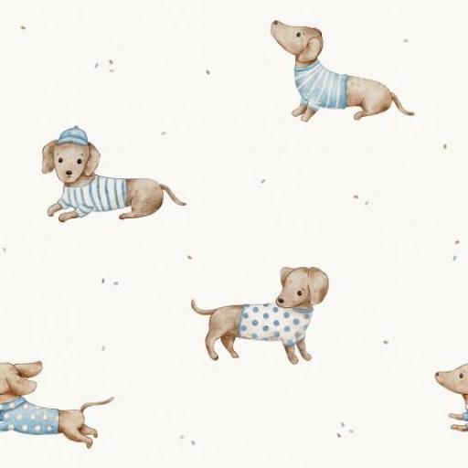 PERROS SALCHICHA CAMISETA RAYAS FONDO BLANCO ROTO   ( EN 10 TEJIDOS DISTINTOS )  [0]