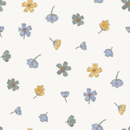 FLORES DE VERANO AMARILLO Y AZUL        ( EN 10 TEJIDOS DISTINTOS ) 