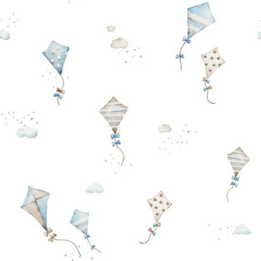 PEQUEÑAS COMETAS AZUL EN BLANCO    ( EN 10 TEJIDOS DISTINTOS ) 