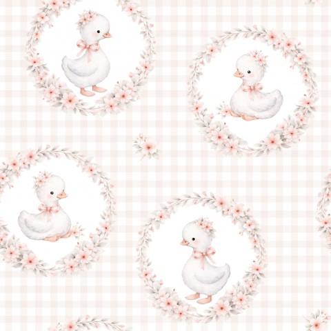 PATOS EN MARCO VICHY ROSA ( en 10 tejidos distintos )