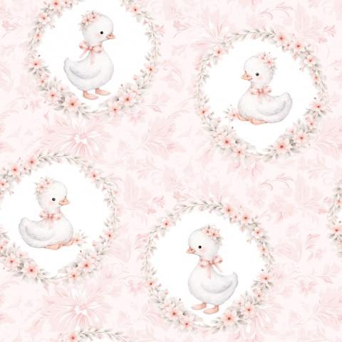 PATOS EN MARCO FLORAL ROSA ( en 10 tejidos distintos )