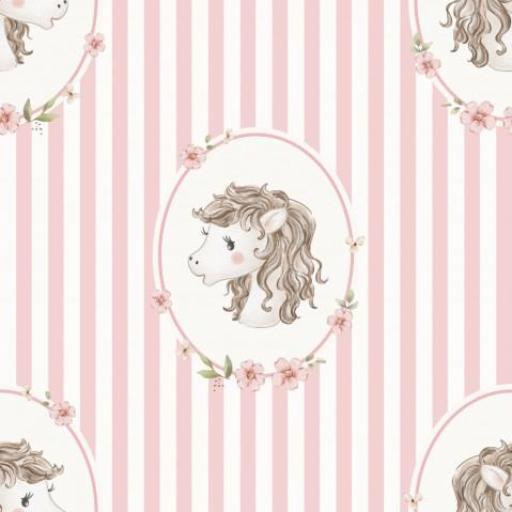 CABALLOS EN MARCO RAYAS  ROSA      (  en 10 tejidos distintos ) 