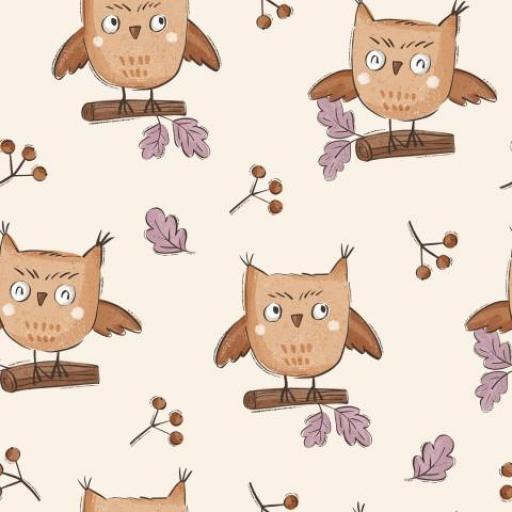 BÚHOS SOBRE RAMAS MALVA    ( EN 10 TEJIDOS DISTINTOS )  [0]