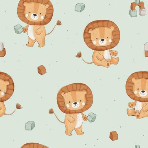 PEQUEÑO LEÓN CON DADOS MENTA    ( EN 10 TEJIDOS DISTINTOS )  [0]