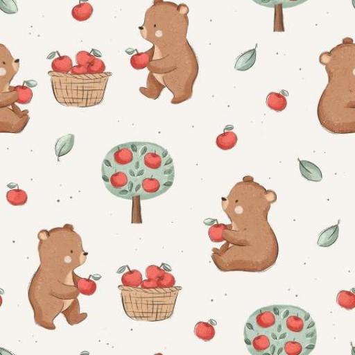 OSO CON MANZANAS CREMA     ( EN 10 TEJIDOS DISTINTOS )  [0]