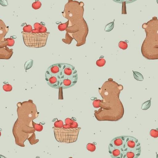 OSO CON MANZANAS VERDE    ( EN 10 TEJIDOS DISTINTOS )  [0]