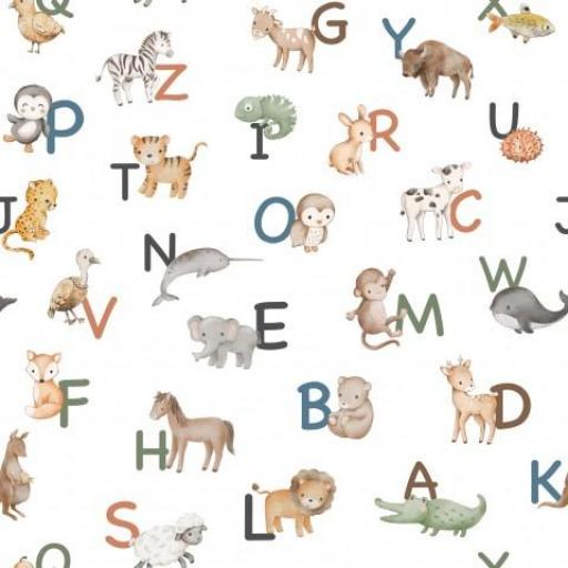ANIMALES Y LETRAS MINI BLANCO     ( EN 10 TEJIDOS DISTINTOS )  [0]