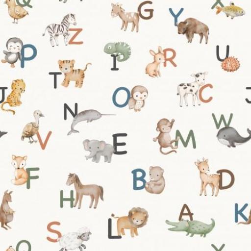 ANIMALES Y LETRAS MINI BLANCO ROTO      ( EN 10 TEJIDOS DISTINTOS )  [0]