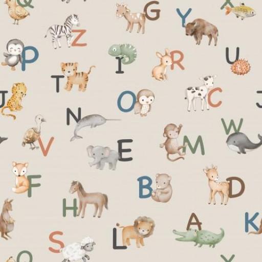 ANIMALES Y LETRAS MINI BEIG      ( EN 10 TEJIDOS DISTINTOS )  [0]