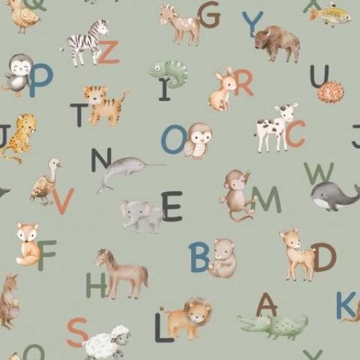 ANIMALES Y LETRAS MINI VERDE     ( EN 10 TEJIDOS DISTINTOS )  [0]