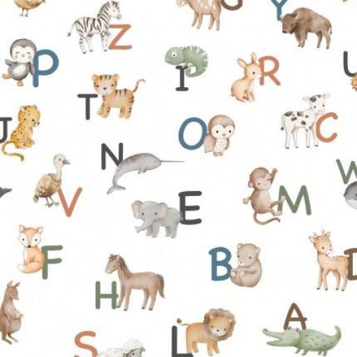 ANIMALES Y LETRAS MEDIANO  BLANCO     ( EN 10 TEJIDOS DISTINTOS ) 