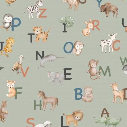 ANIMALES Y LETRAS MEDIANO VERDE     ( EN 10 TEJIDOS DISTINTOS ) 