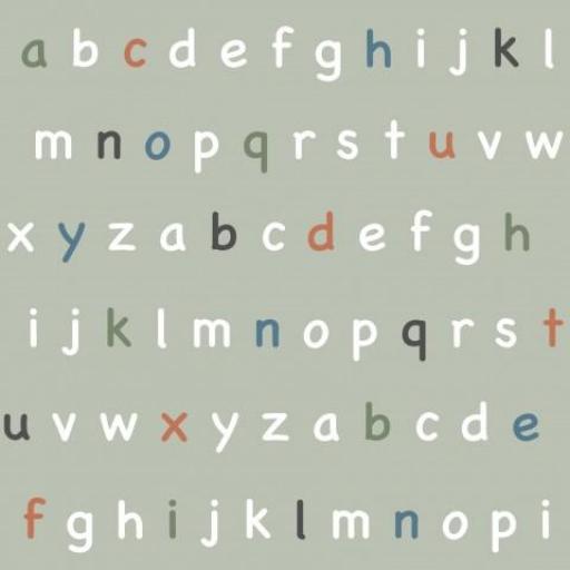  LETRAS ALFABETO MEDIANO VERDE     ( EN 10 TEJIDOS DISTINTOS ) 