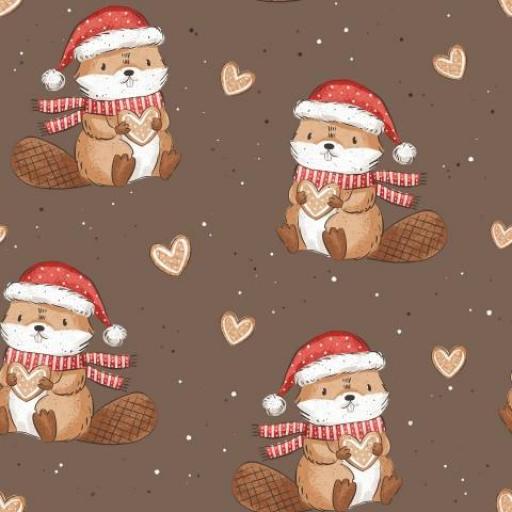 CASTOR DE NAVIDAD MARRÓN  ( EN 10 TEJIDOS DISTINTOS )