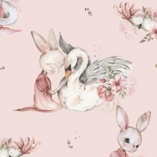LADY CONEJITA CON CISNES ROSA EMPOLVADO ( EN 10 TEJIDOS DISTINTOS )  [0]