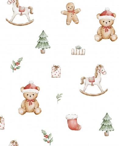 OSITO NAVIDAD MEDIANO BLANCO ( EN 10 TEJIDOS DISTINTOS )