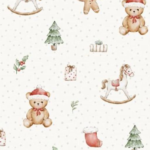 OSITO NAVIDAD MEDIANO BLANCO TOPOS BEIG      ( EN 10 TEJIDOS DISTINTOS ) [0]