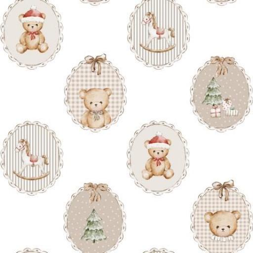 OSITO NAVIDAD MEDALLÓN MEDIANO BLANCO       ( EN 10 TEJIDOS DISTINTOS ) [0]
