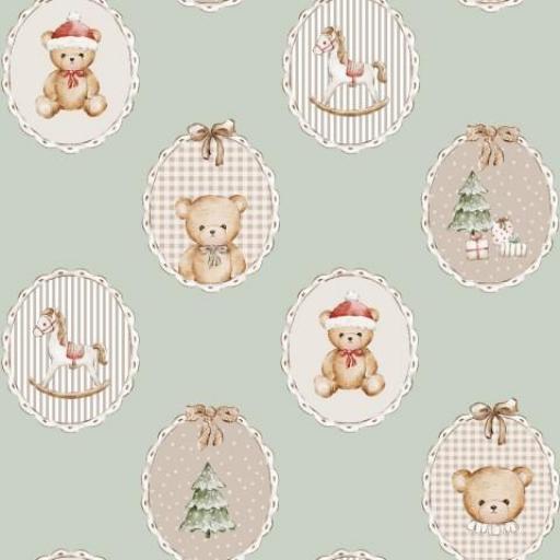 OSITO NAVIDAD MEDALLÓN MEDIANO MENTA      ( EN 10 TEJIDOS DISTINTOS ) [0]