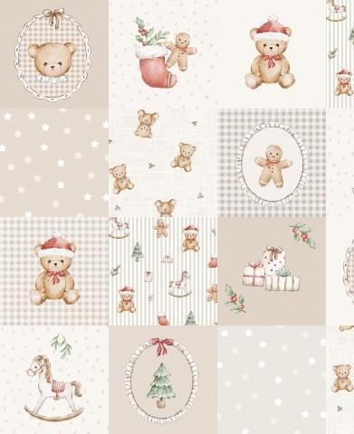 OSITO NAVIDAD QUILT 5 CM BEIG ( EN 10 TEJIDOS DISTINTOS )