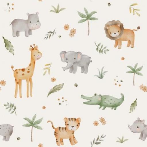 SAFARI ANIMALES CREMA (  en 10 tejidos distintos ) 