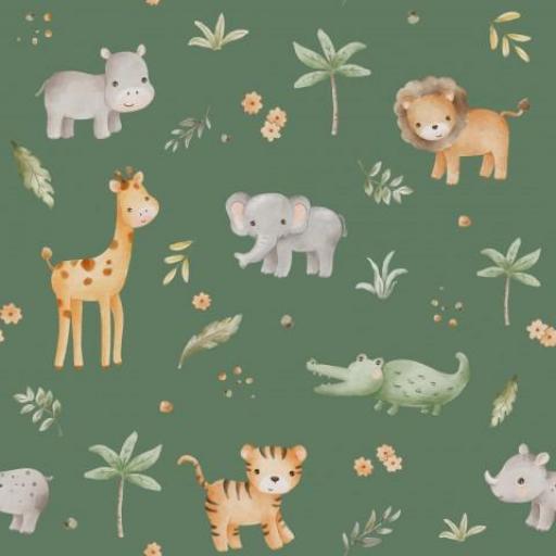 SAFARI ANIMALES VERDE (  en 10 tejidos distintos ) 