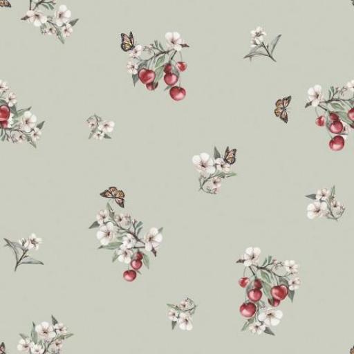 FLORES CEREZAS Y MARIPOSAS PEQUEÑAS VERDE  ( EN 10 TEJIDOS DISTINTOS ) [0]