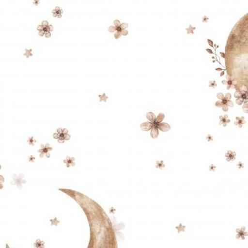 LUNAS Y FLORES  BLANCO      (  en 10 tejidos distintos ) 