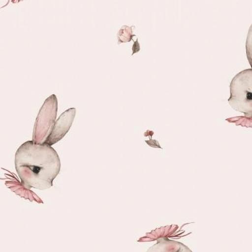 CONEJITAS Y FLORES ROSA   (  en 10 tejidos distintos ) 