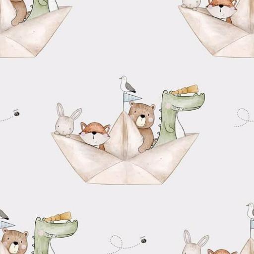 VIAJE EN BARQUITO DE PAPEL   ( EN 10 TEJIDOS DISTINTOS )