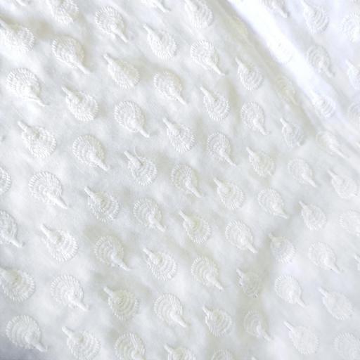  50 CM BATISTA BORDADA HOJAS  BLANCO [0]