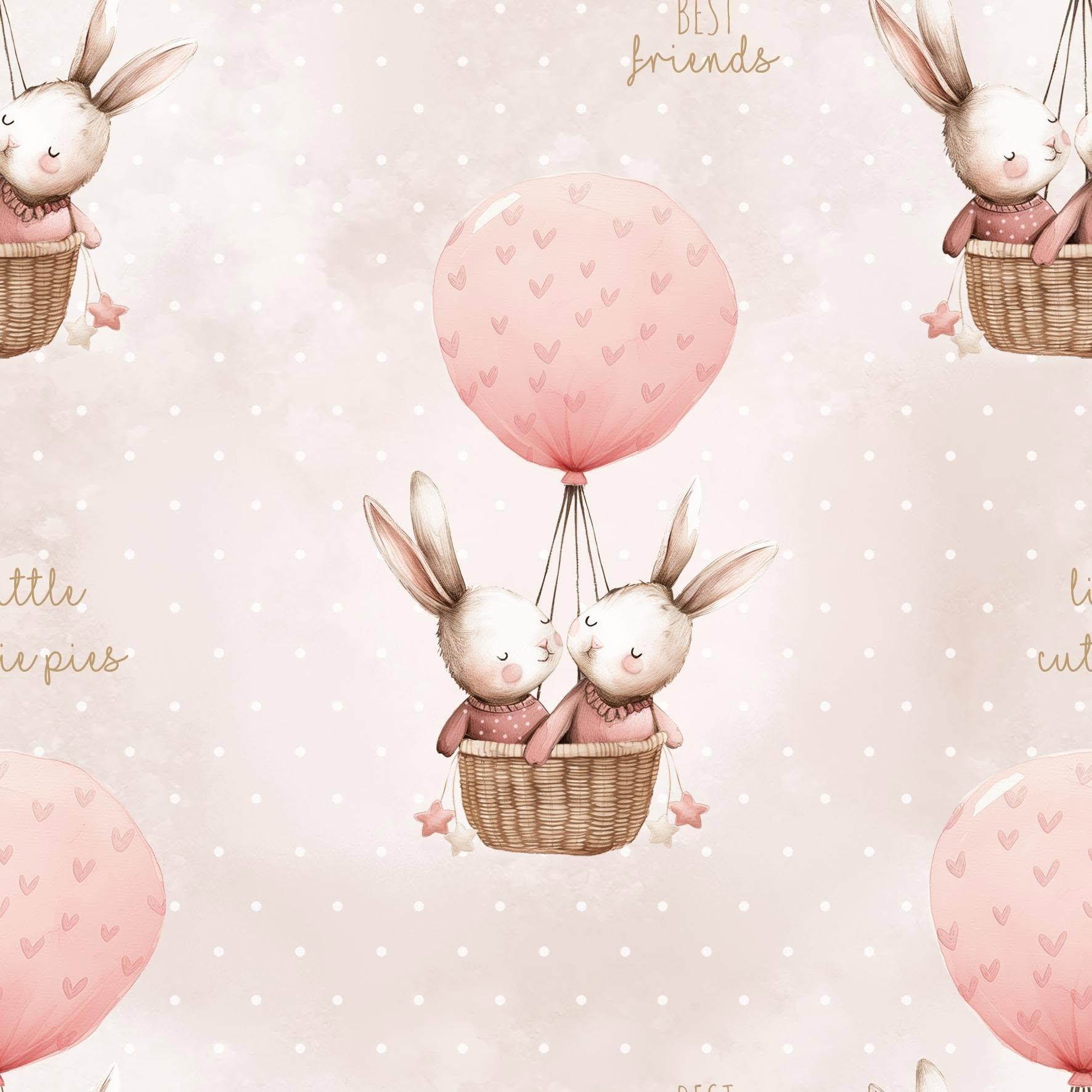 RETAL 36 CM POPELÍN CONEJITAS EN GLOBO ROSA