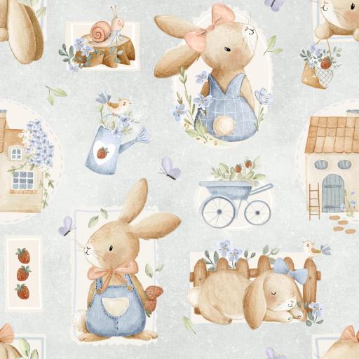 CONEJITO EN EL JARDIN  DISEÑO EXCLUSIVO   ( EN 10 TEJIDOS DISTINTOS )  [0]