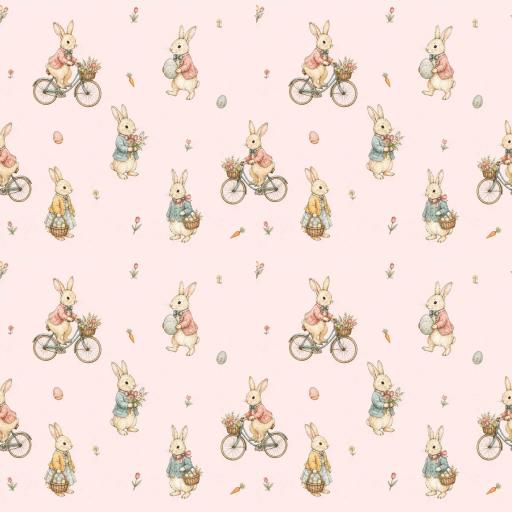 CONEJOS EN BICICLETA  VINTAGE ROSA ( EN 10 TEJIDOS DISTINTOS ) [1]
