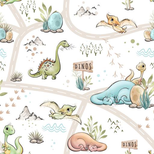  DINOSAURIOS BLANCO  ( EN 10 TEJIDOS DISTINTOS )