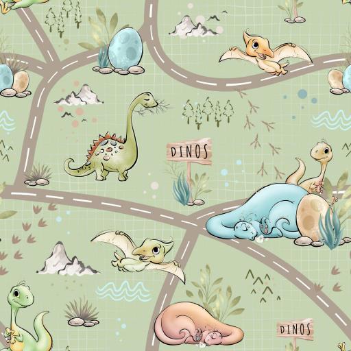  DINOSAURIOS VERDE   ( EN 10 TEJIDOS DISTINTOS )
