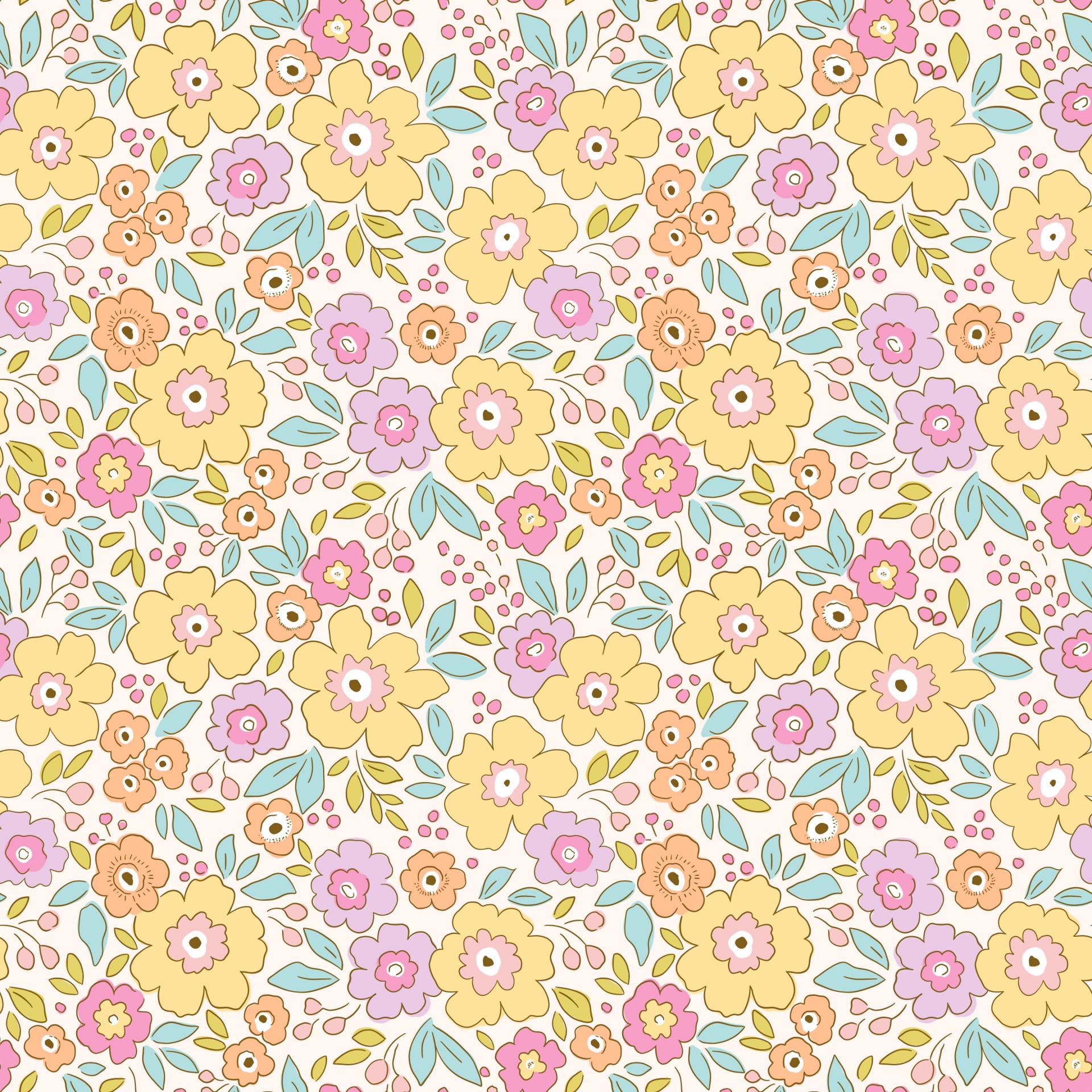 FLORES TIPO LIBERTY ROSA Y AMARILLO ( EN 10 TEJIDOS DISTINTOS )