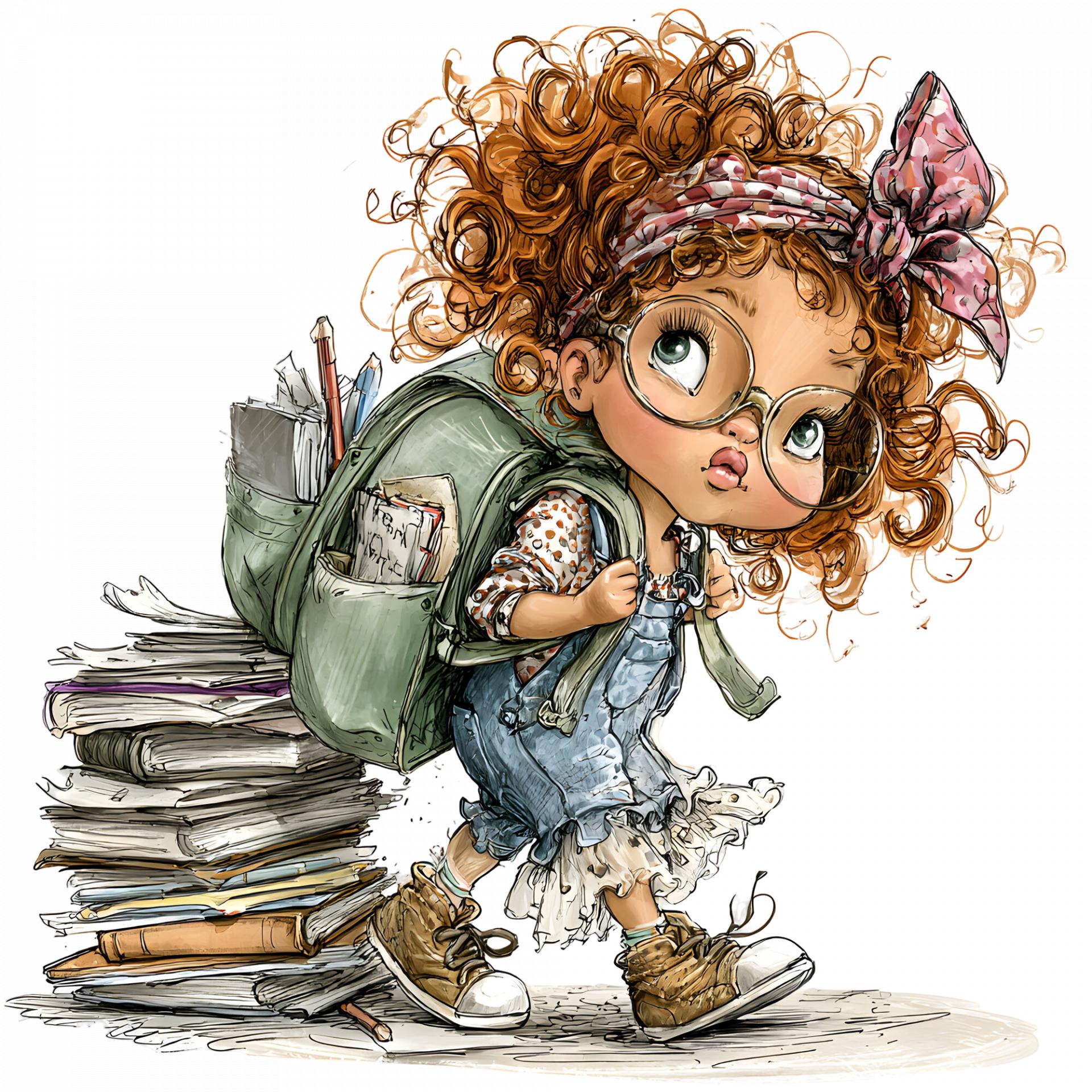 TRANSFER DTF NIÑAS COLEGIO LIBROS 12 ( 12/14 cm )