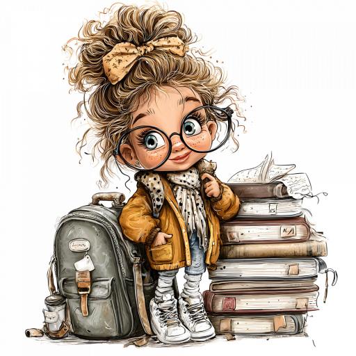 TRANSFER DTF NIÑAS COLEGIO LIBROS 3   ( 12/14 cm )    [0]