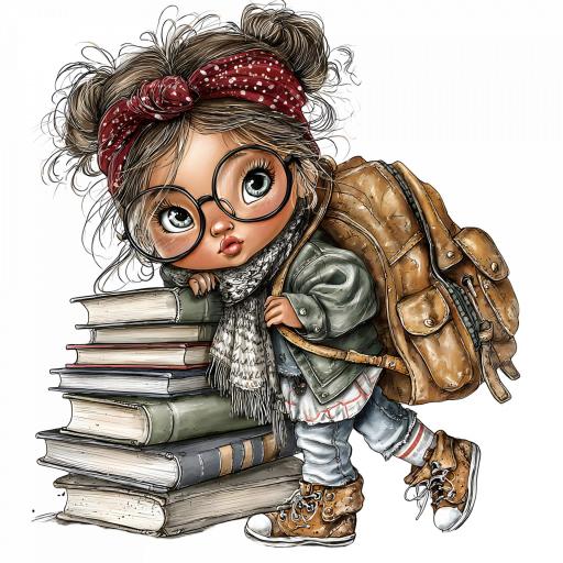 TRANSFER DTF NIÑAS COLEGIO LIBROS 5  ( 12/14 cm )    [0]