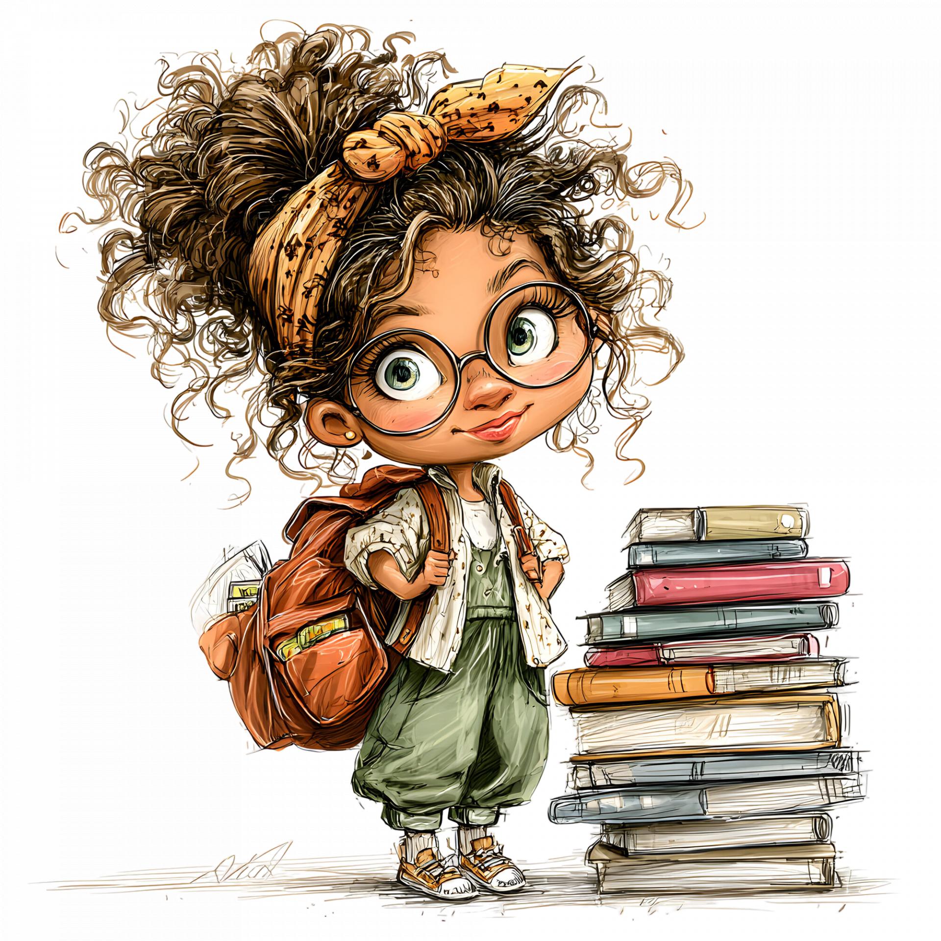 TRANSFER DTF NIÑAS COLEGIO LIBROS 9 ( 12/14 cm )