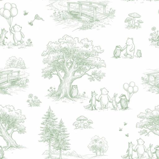  WINNIE THE POOH TOILE TOILE DE YOUY VERDE  ( EN 10 TEJIDOS DISTINTOS ) [0]