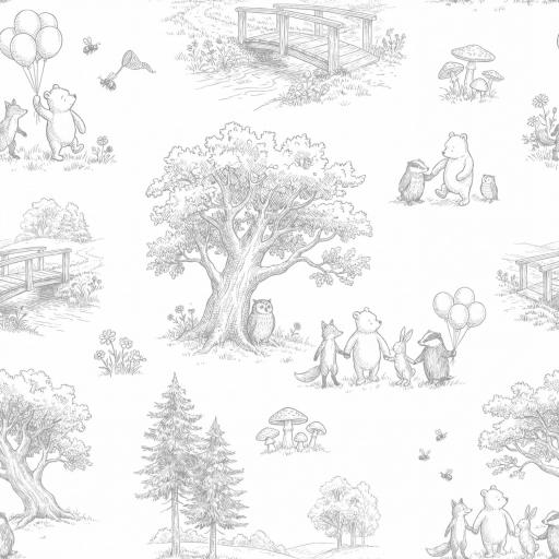  WINNIE THE POOH TOILE TOILE DE YOUY GRIS  ( EN 10 TEJIDOS DISTINTOS ) [0]