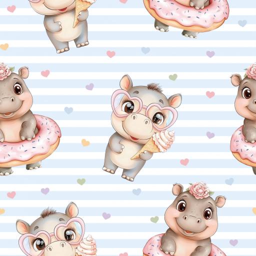 HIPOPÓTAMOS DONUT RAYAS AZUL  ( EN 10 TEJIDOS DISTINTOS ) 