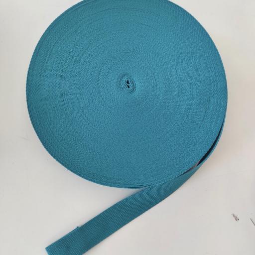 CINTA DE MOCHILA POLIESTER TACTO ALGODÓN 30 mm TURQUESA