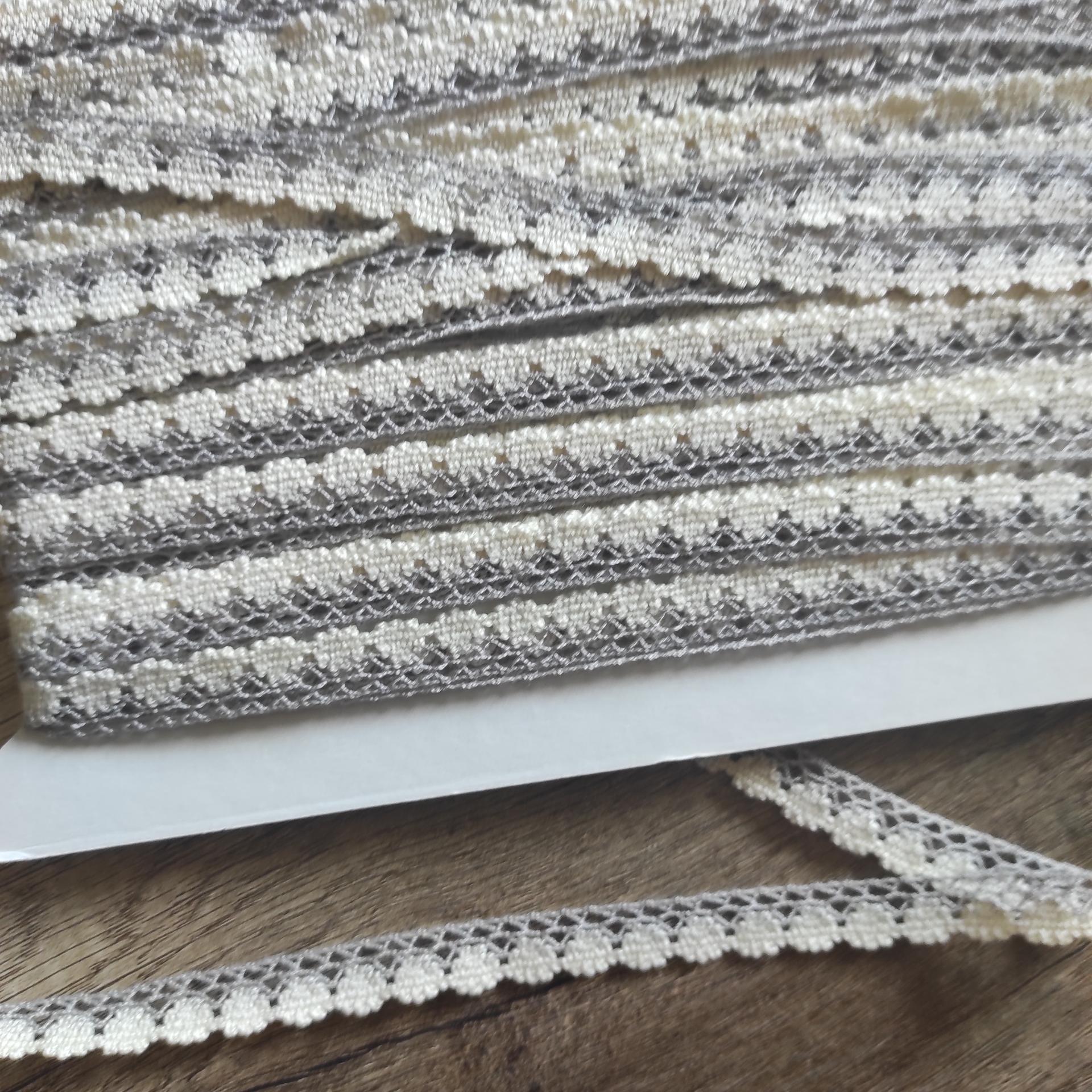 PUNTILLA ALGODÓN BICOLOR MARFIL-GRIS 12 MM