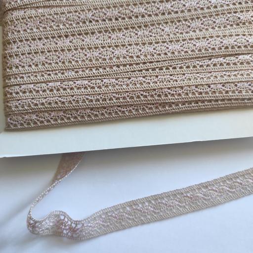 ENTREDÓS BOLILLO BICOLOR ROSA NUDE/ BEIG 18 mm