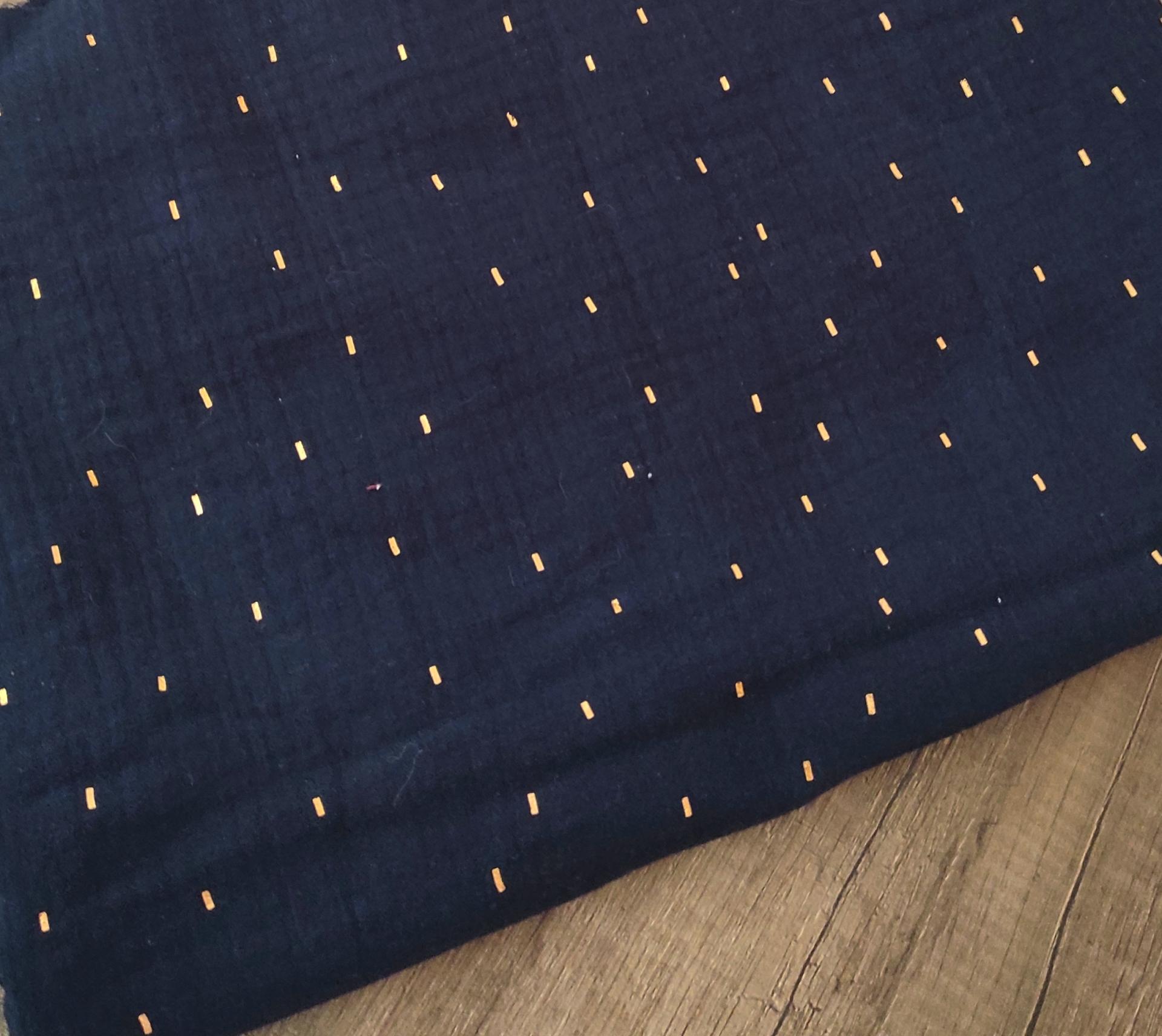 DOBLE GASA MUSELINA LÁMINA DORADA MARINO